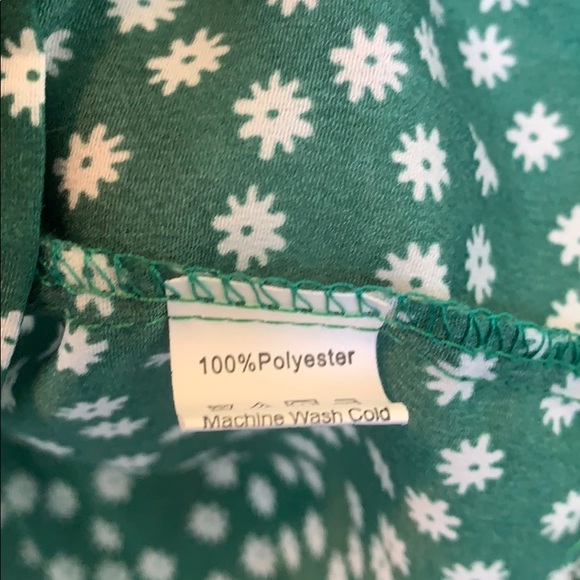 Floral V Neck Peplum Crop Top Green Size Small - Picture 9 of 11